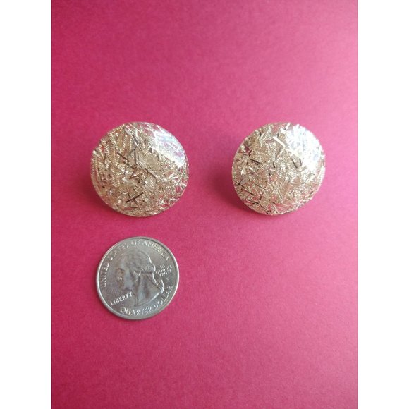 Vintage Gold Sparkle Clip-On Earrings for Christmas New Year Holiday - Picture 4 of 6